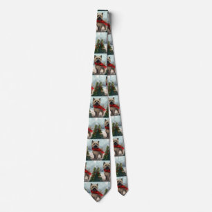 Cairn Terrier Dog in Snow Christmas Neck Tie