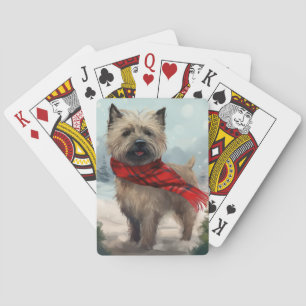 Cairn Terrier Dog in Snow Christmas Poker Cards