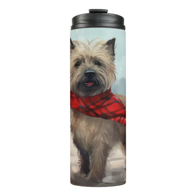 Cairn Terrier Dog in Snow Christmas Thermal Tumbler (Front)