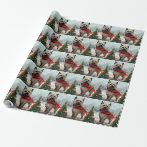 Cairn Terrier Dog in Snow Christmas Wrapping Paper