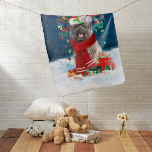 Cairn Terrier Dog in Snow with Christmas Gifts Baby Blanket