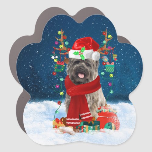Cairn Terrier Dog in Snow with Christmas Gifts Car Magnet