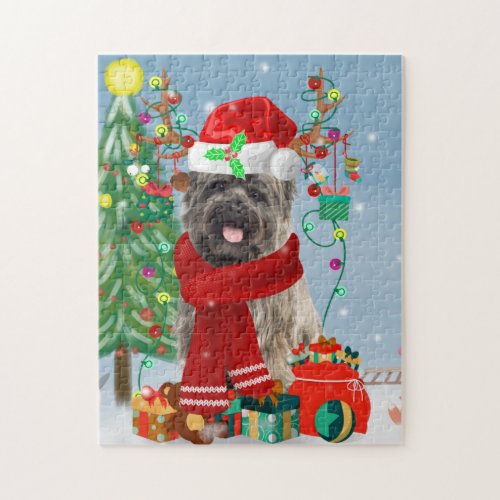 Cairn Terrier Dog in Snow with Christmas Gifts   Jigsaw Puzzle