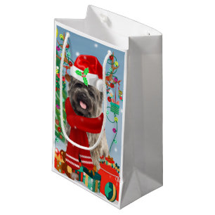 Cairn Terrier Dog in Snow with Christmas Gifts Small Gift Bag