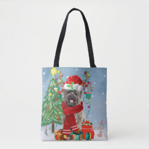 Cairn Terrier Dog in Snow with Christmas Gifts Tote Bag