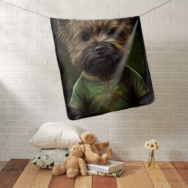 Cairn Terrier dog in St. Patrick's Day Dress Baby Blanket (In Situ)