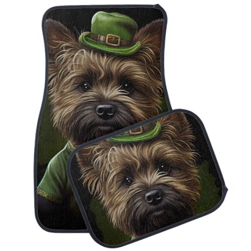 Cairn Terrier dog in St Patricks Day Dress Car Floor Mat