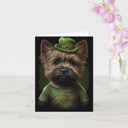 Cairn Terrier dog in St Patricks Day Dress Card