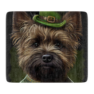 Cairn Terrier dog in St. Patrick's Day Dress Cutting Board