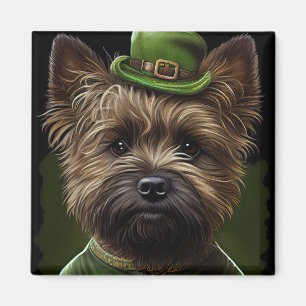 Cairn Terrier dog in St. Patrick's Day Dress Magnet