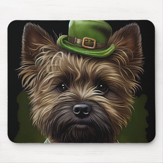Cairn Terrier dog in St. Patrick's Day Dress Mouse Pad (Front)