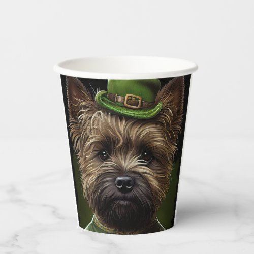 Cairn Terrier dog in St Patricks Day Dress Paper Cups