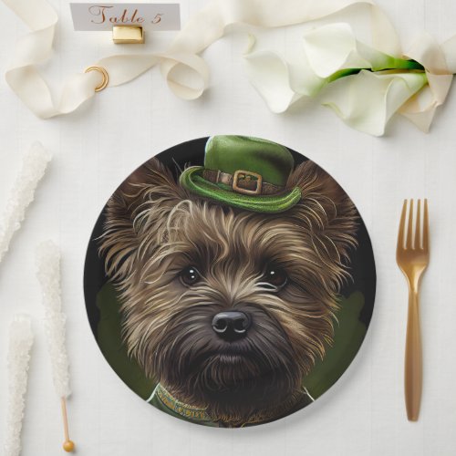 Cairn Terrier dog in St Patricks Day Dress Paper Plates