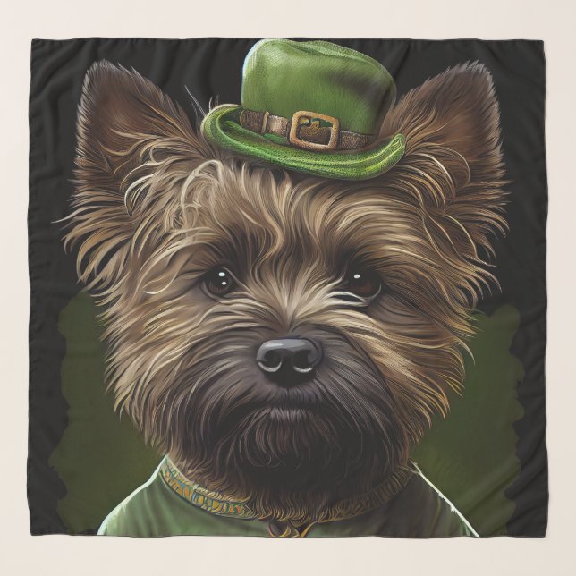 Cairn Terrier dog in St. Patrick's Day Dress Scarf (Front)