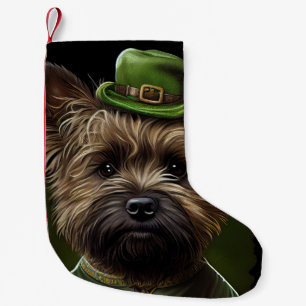 Cairn Terrier dog in St. Patrick's Day Dress Small Christmas Stocking