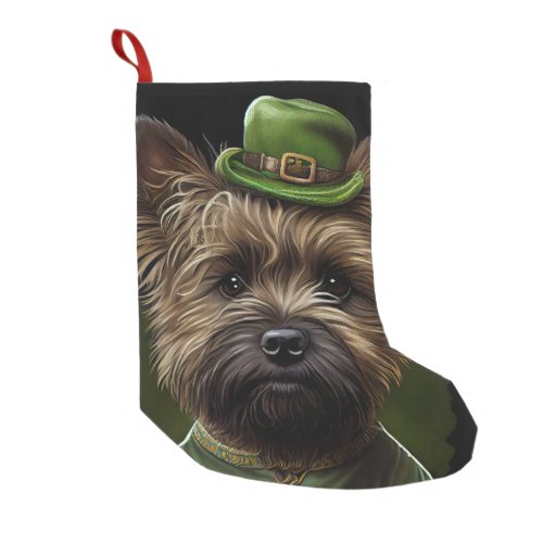 Cairn Terrier dog in St Patricks Day Dress Small Christmas Stocking