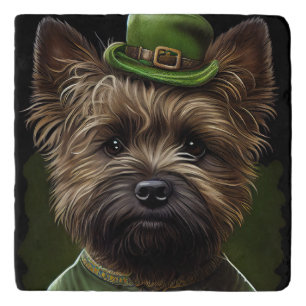 Cairn Terrier dog in St. Patrick's Day Dress Trivet