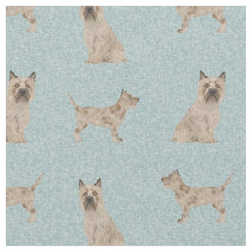 cairn terrier dog light blue fabric