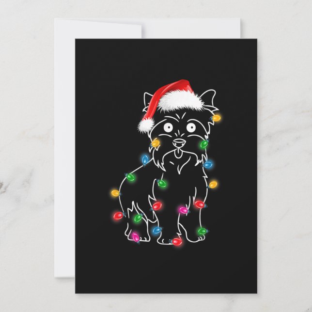 Cairn Terrier Dog Lights Christmas Matching Family Holiday Card (Front)