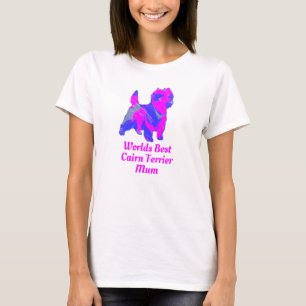 Cairn Terrier Dog Mom Pink & Blue Silhouette T-Shirt