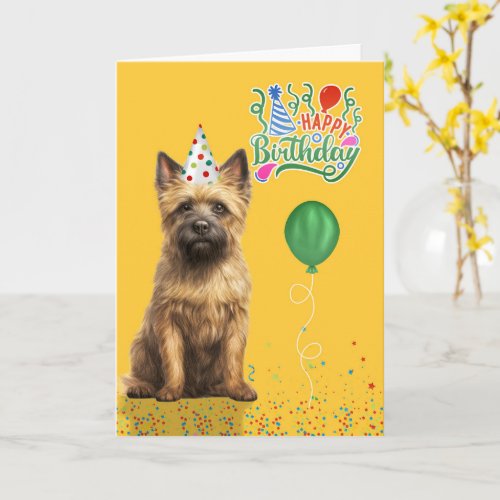 Cairn Terrier Dog Party Hat Yellow Birthday