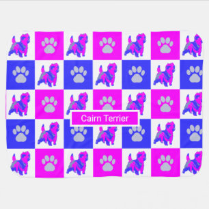 Cairn Terrier Dog & Paw Hot Pink and Blue Baby Blanket