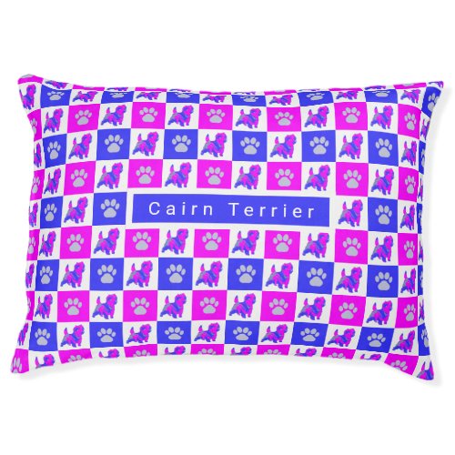 Cairn Terrier Dog  Paw Pink  Blue Pet Bed