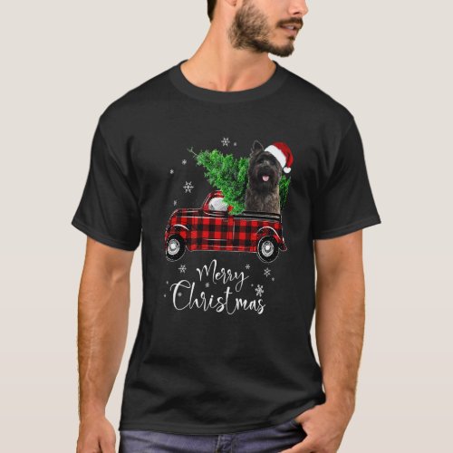 Cairn Terrier Dog Ride Red Truck Christmas Funny D T_Shirt
