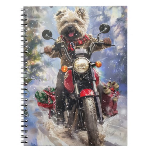 Cairn Terrier Dog Riding Motorcycle Christmas Notebook