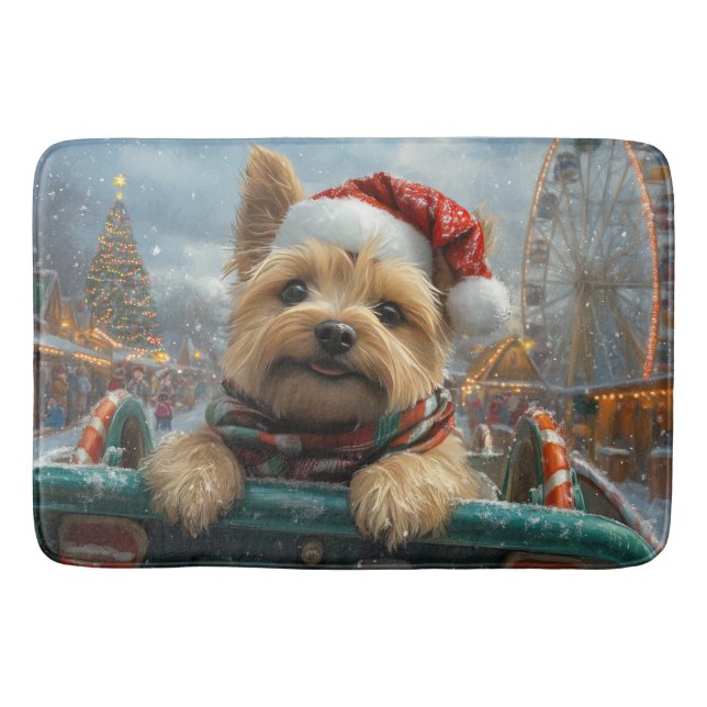 Cairn Terrier Dog Roller Coaster Christmas Bath Mat (Front)