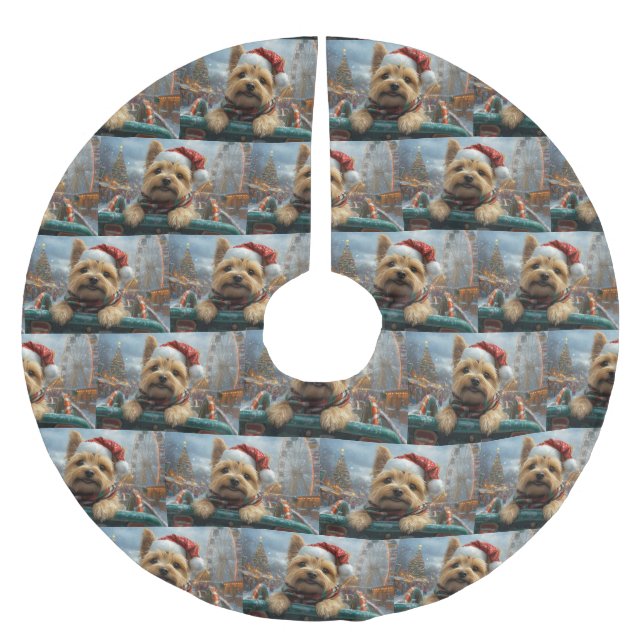 Cairn Terrier Dog Roller Coaster Christmas Brushed Polyester Tree Skirt (Front)