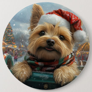 Cairn Terrier Dog Roller Coaster Christmas Button
