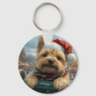 Cairn Terrier Dog Roller Coaster Christmas Keychain