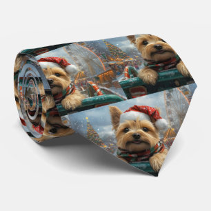 Cairn Terrier Dog Roller Coaster Christmas Neck Tie