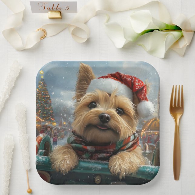 Cairn Terrier Dog Roller Coaster Christmas Paper Plates (Wedding)