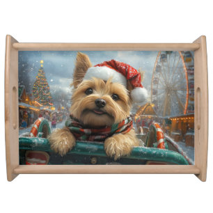 Cairn Terrier Dog Roller Coaster Christmas Serving Tray