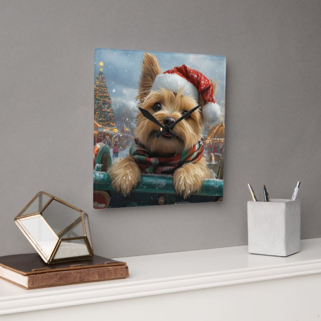Cairn Terrier Dog Roller Coaster Christmas Square Wall Clock (Office)