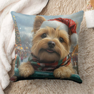 Cairn Terrier Dog Roller Coaster Christmas Throw Pillow