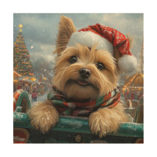 Cairn Terrier Dog Roller Coaster Christmas Wood Wall Art