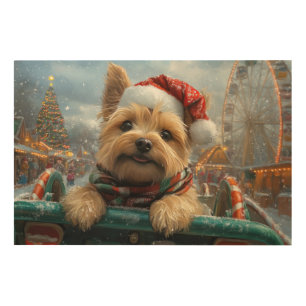 Cairn Terrier Dog Roller Coaster Christmas Wood Wall Art