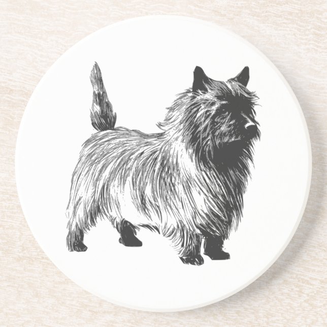 Cairn Terrier Dog Sandstone Coaster (Front)