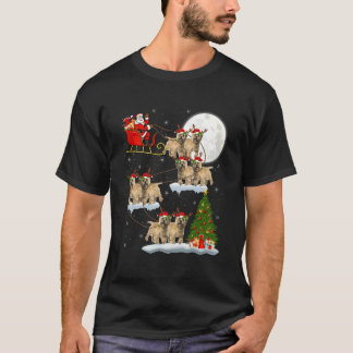 Cairn Terrier Dog Santa Sleigh Flying Funny Christ T-Shirt