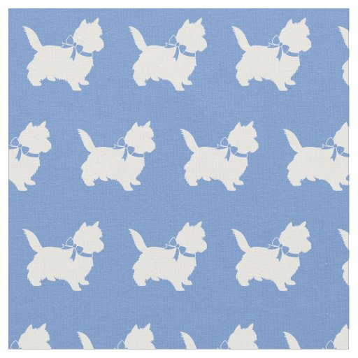 Cairn Terrier Dog Silhouette Pet Light Blue Fabric