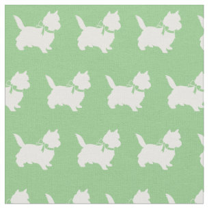 Cairn Terrier Dog Silhouette Pet Sage Green Fabric