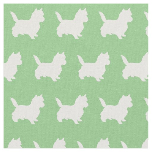 Cairn Terrier Dog Silhouette Pet Sage Green Fabric
