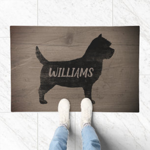 Cairn Terrier Dog Silhouette Rustic Style Custom Doormat
