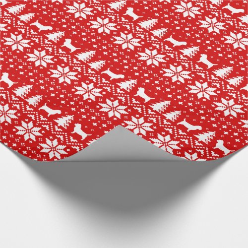 Cairn Terrier Dog Silhouettes Christmas Pattern Wrapping Paper