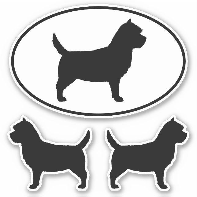 Cairn Terrier Dog Silhouettes Vinyl Sticker Set (Front)