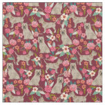 cairn terrier dog vintage florals burgundy fabric