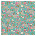 cairn terrier dog vintage florals turquoise fabric